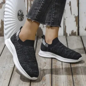 Lipasij Women Fashion Round Toe Slip-On Flat Non-Slip Lightweight Sneakers