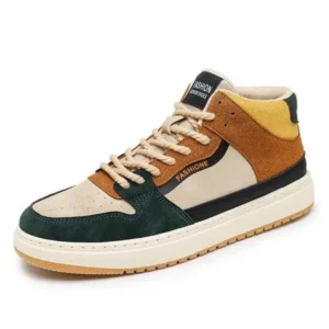 Lipasij Men'S Fashion Breathable Color Block Pu Sneakers