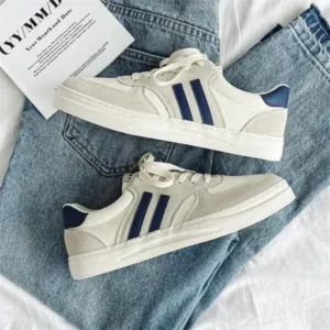 Lipasij Men'S Casual Retro Stripe Canvas Sneakers