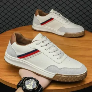 Lipasij Men'S Casual Breathable Color Block Pu Sneakers