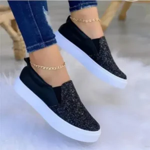 Lipasij Thick Sole Casual Sequined Shoes Women Flat Shoes