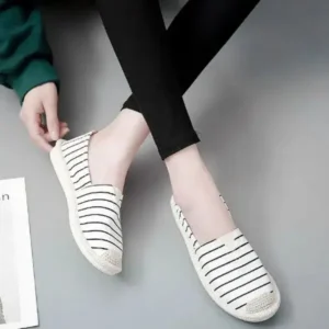 Lipasij Fashion Stripe Pattern Design Women Round-Toe Casual Espadrilles Shoes