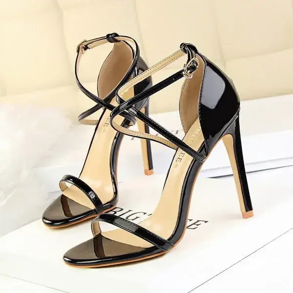 Lipasij Women Fashion Sexy Hollow Cross Stiletto Heel Sandals