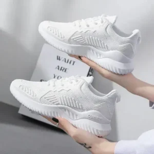 Lipasij Women Fashion Sports Lace Up Design Mesh Breathable Platform Sneakers