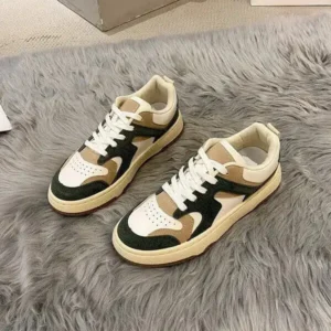 Lipasij Women Fashion Lace Up Design Color Blocking Sneakers