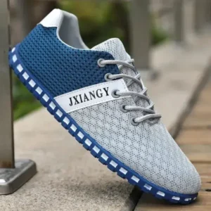 Lipasij Men Casual Color Matching Breathable Mesh Flat Shoes