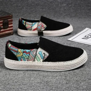 Lipasij Men Fashion Color Matching Breathable Canvas Flats Shoes