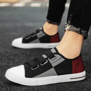 Lipasij Men Fashion Color Matching Low Top Flat Canvas Shoes