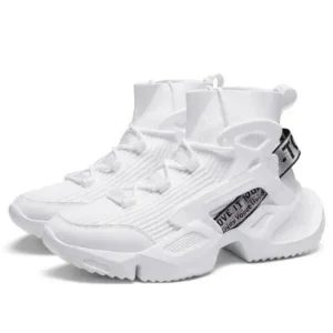 Lipasij Men'S Fashion Platform White High Top Sneakers