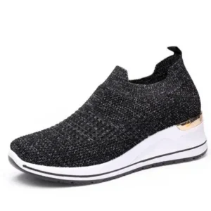 Lipasij Women Casual Mesh Knit Design Breathable Comfort Wedge Platform Sneakers