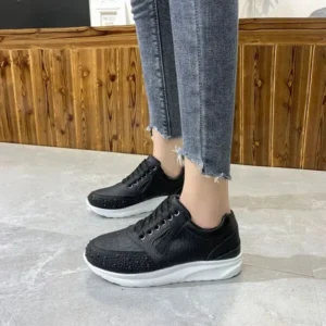 Lipasij Women Casual Rhinestone Decor Fashion Plus Size Sports Running Shoes Round Toe Sneakers