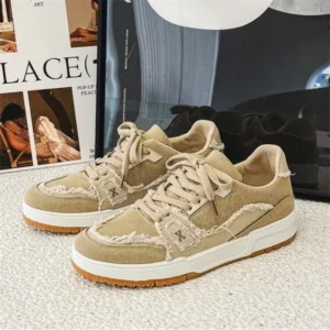 Lipasij Men Fashion Color Block Breathable Denim Sneakers