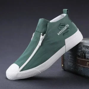 Lipasij Men'S Casual Embroidery Zipper High Top Canvas Shoes