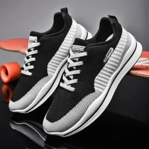 Lipasij Men'S Casual Color-Block Mesh Breathable Soft-Soled Sneakers