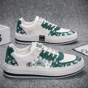 Lipasij Men Fashion Cashew Flower Printed Canvas Sneakers