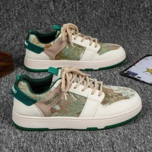 Lipasij Men'S Casual Retro Secret Forest Oil Painting Pattern Sneakers