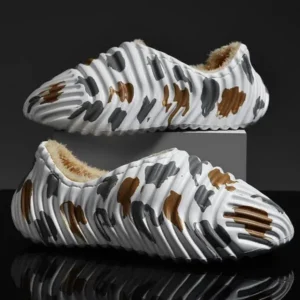 Lipasij Men'S Fashion Camouflage Coconut Shape Fleece Warm Plush Shoes