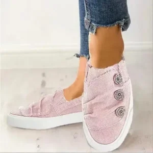 Lipasij Women Fashion Plus Size Solid Denim Canvas Flat Sneakers