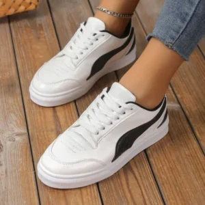 Lipasij Women Fashion Plus Size Thick-Soled Round Toe Flat Sneakers