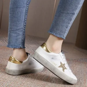 Lipasij Women Fashion Casual Plus Size Star Round Toe Sneakers