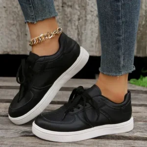 Lipasij Women Fashion Casual PU Lace-Up Sneakers