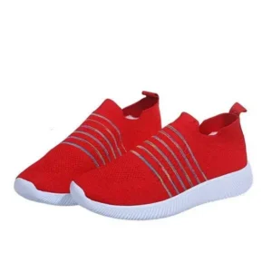 Lipasij Fashion Casual Solid Color Striped Fly-Woven Mesh Breathable Flat Sneakers