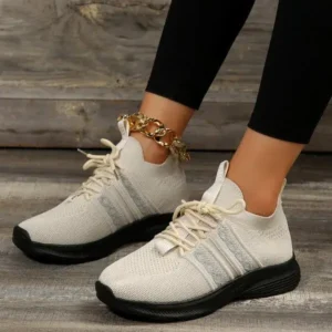 Lipasij Women Fashion Casual Flying Mesh Breathable Thick-Soled Sneakers