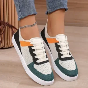 Lipasij Women Fashion Casual Color Blocking Mesh Fly-Woven Breathable Sneakers