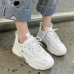 Lipasij Women Fashion Casual Mesh Breathable Thick-Soled Sneakers