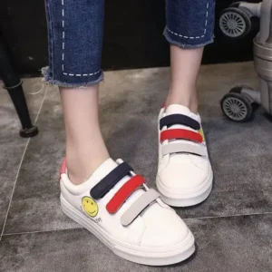 Lipasij Women Fashion Casual Velcro Smiley Face Round Thick-Soled Sneakers