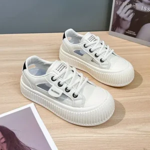 Lipasij Women Fashion Breathable Hollow Casual Sneakers Thick Soled Sneakers