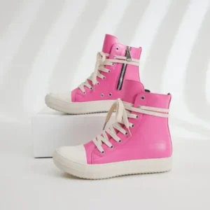 Lipasij Women Fashion Rose Faux Leather High Top Shoes