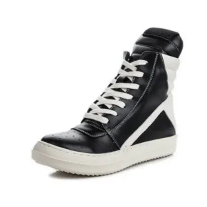 Lipasij Women Fashion Casual Black White Inverted Triangle High Top Shoes