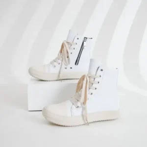 Lipasij Women Fashionable Hip Hop White High Top Sneakers