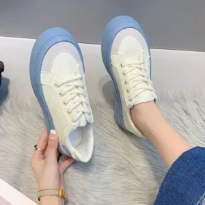 Lipasij Women Fashion Round Toe Lace-Up Sneakers