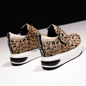 Lipasij Women Fashion Wedge Leopard Leopard Sneakers