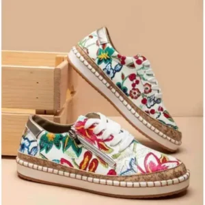 Lipasij Women Fashion Color Matching Ethnic Style Printed Sneakers