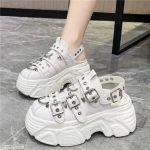 Lipasij Women Fashion Platform Solid Color Sneakers