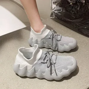 Lipasij Women Fashion Round ToeWomen Fashion Round Toe Octopus Fly Woven Sneakers Shallow Cut Print Lace Up Flat Sneakers