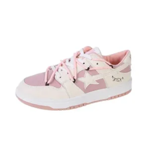 Lipasij Women Fashion Low Top Flat Retro Sneakers